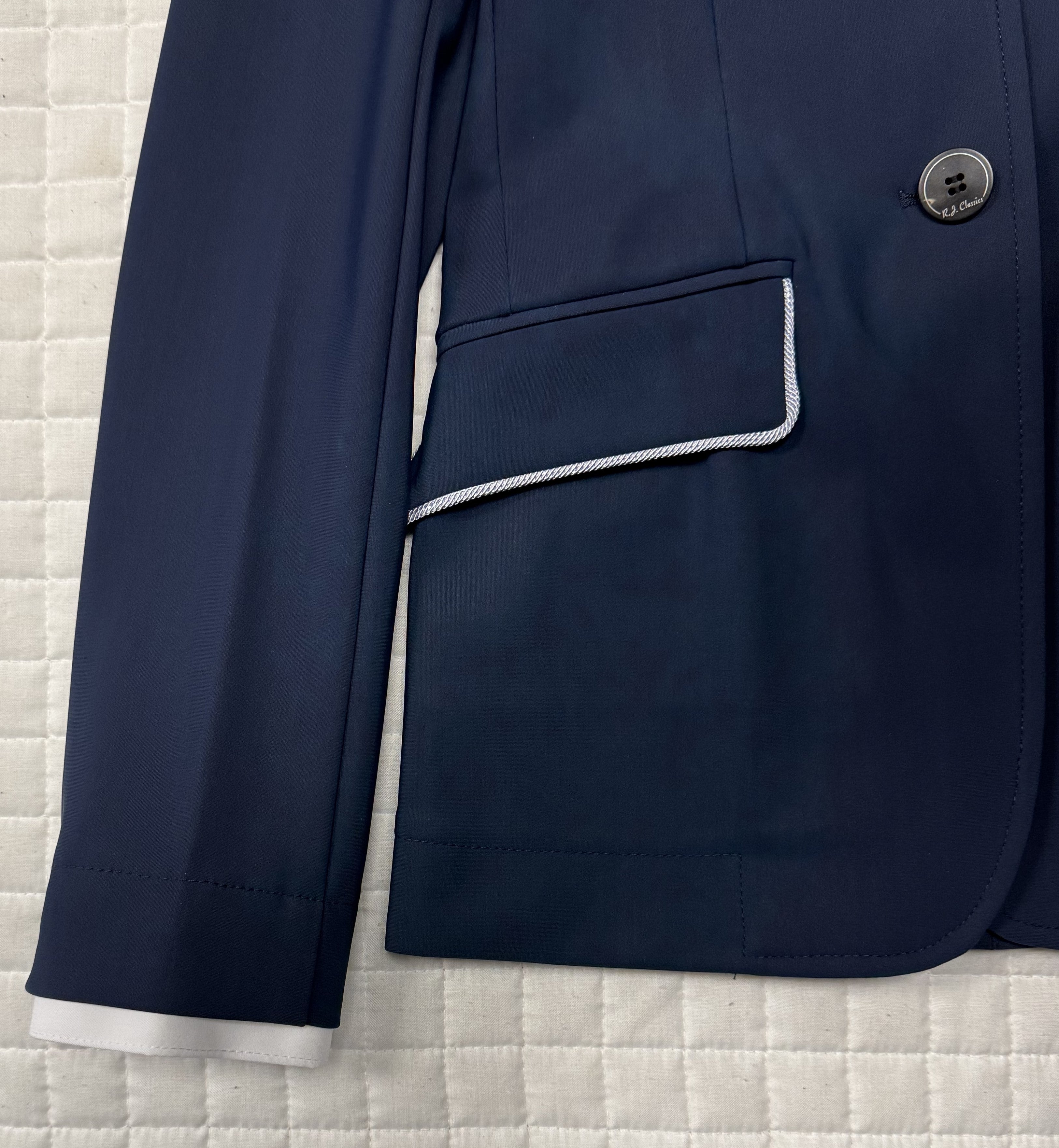 NEW Girls RJ Classics Shore Navy w Silver Piping Hunt Coat