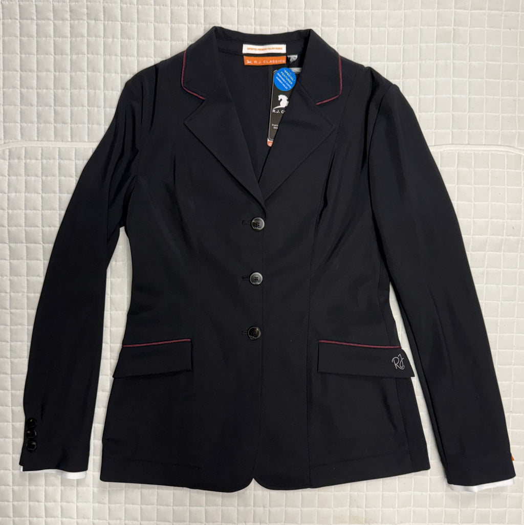 Ladies RJ Classics Monterey Black w Burgundy Piping Show Jacket
