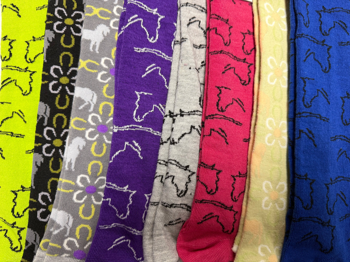 Ladies Horseshoe Blossoms Knee Socks