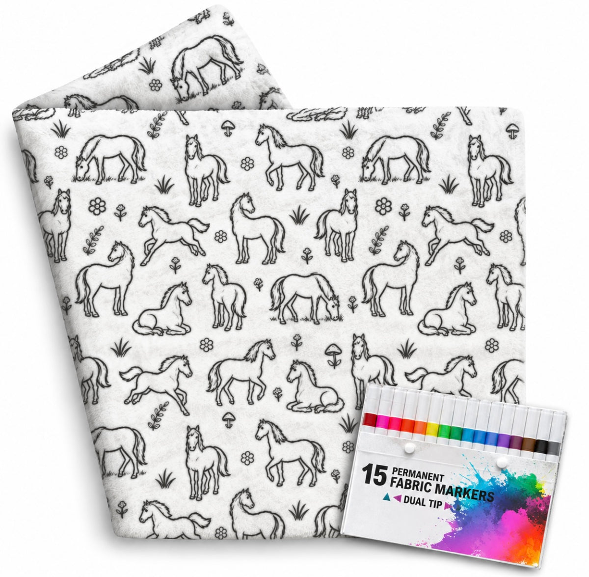 DIY Horse Throw Blanket 60" x 72" includes Fabric Markers