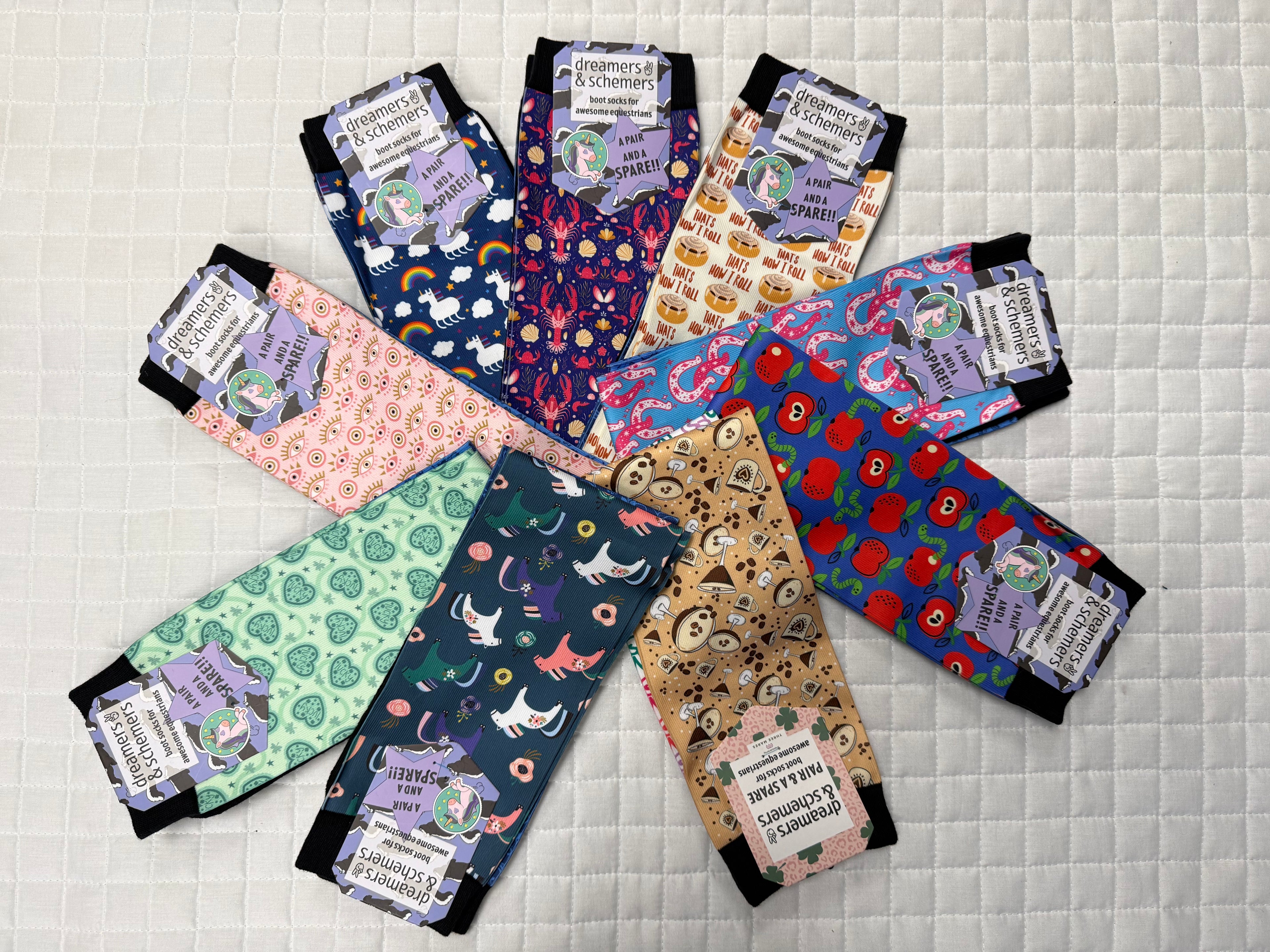 Dreamers & Schemers Pair & A Spare Boot Socks Group 4