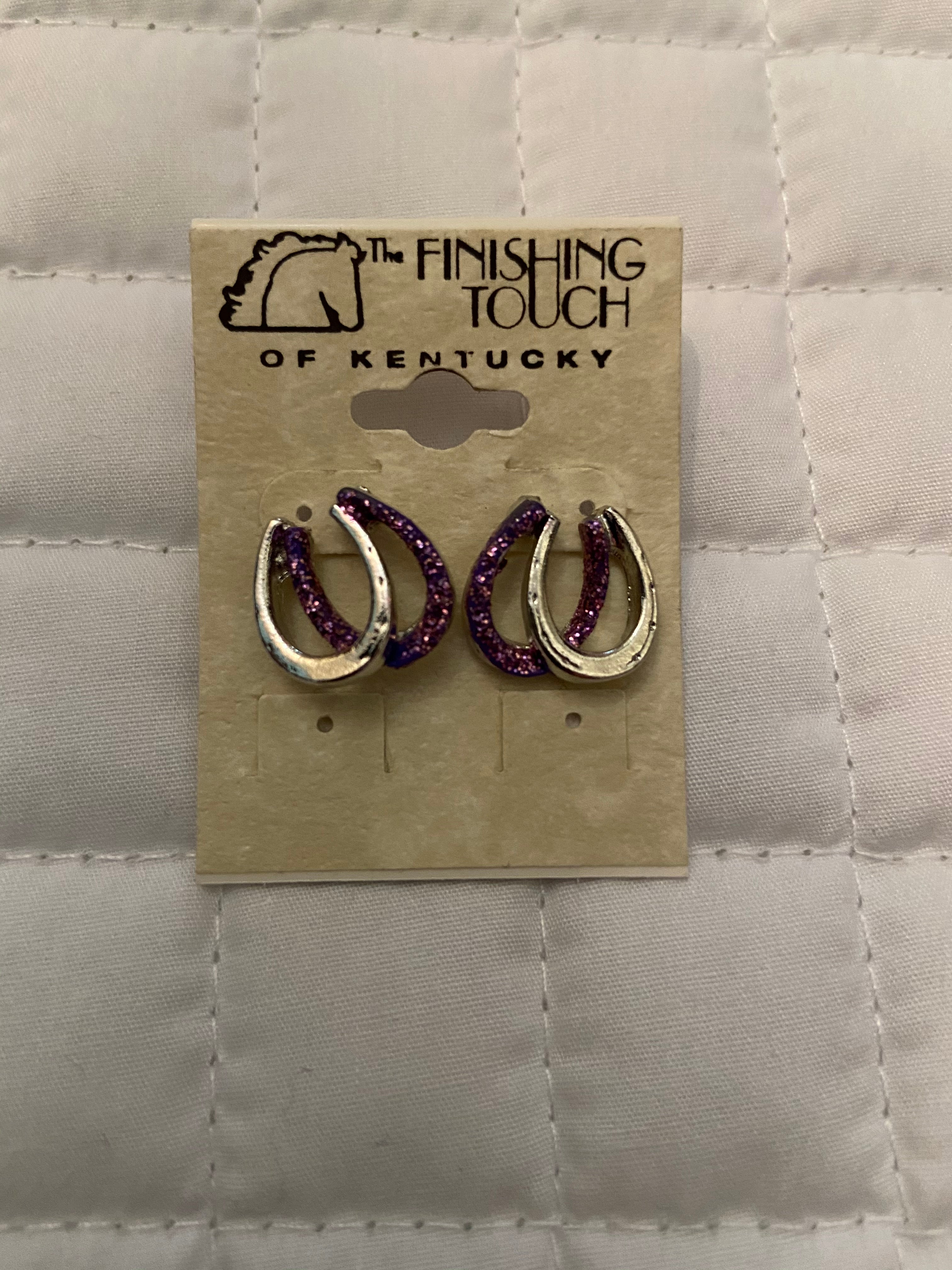 Silver / Purple Horseshoe Earrings