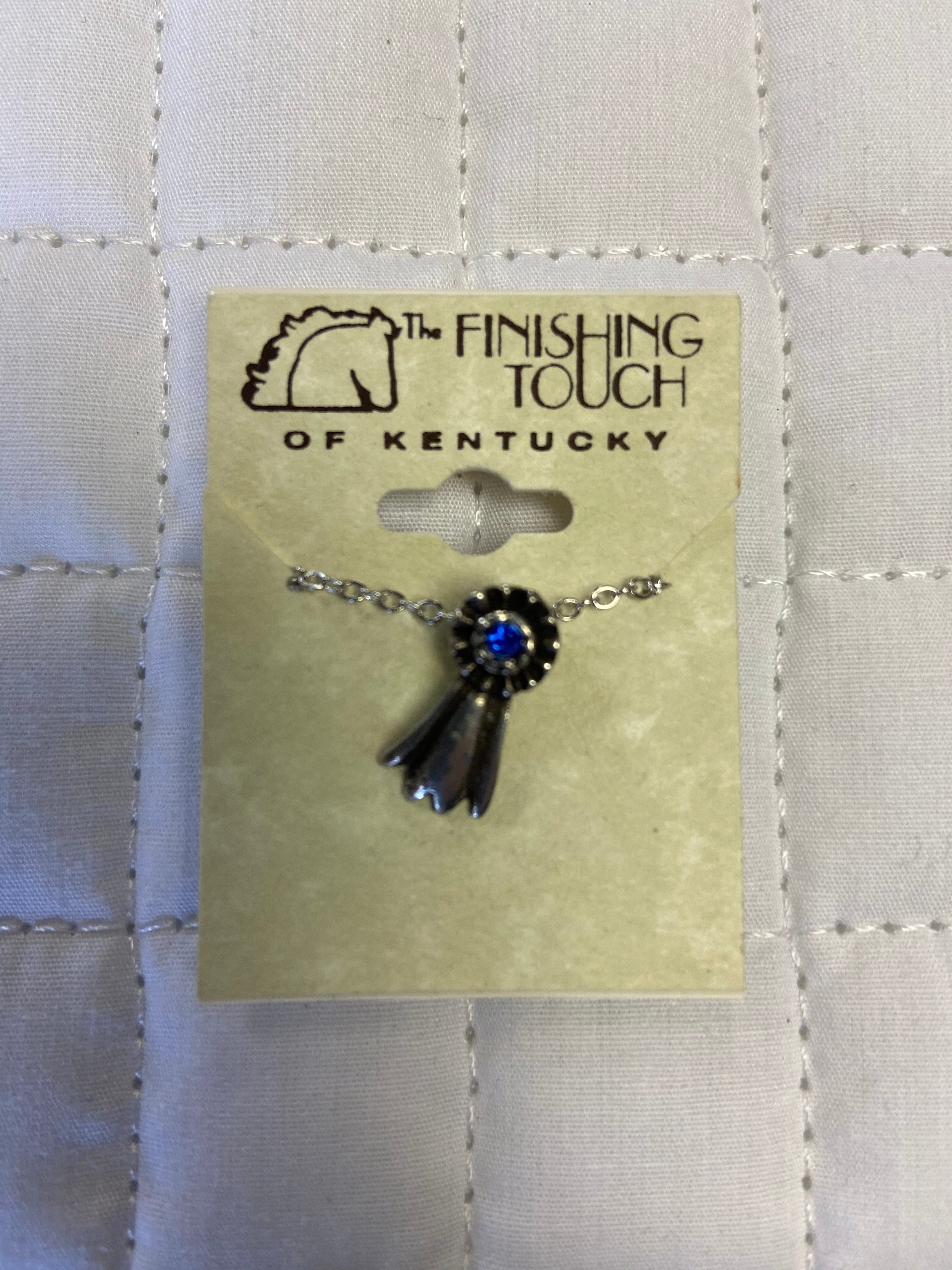 Silver Blue Ribbon Necklace