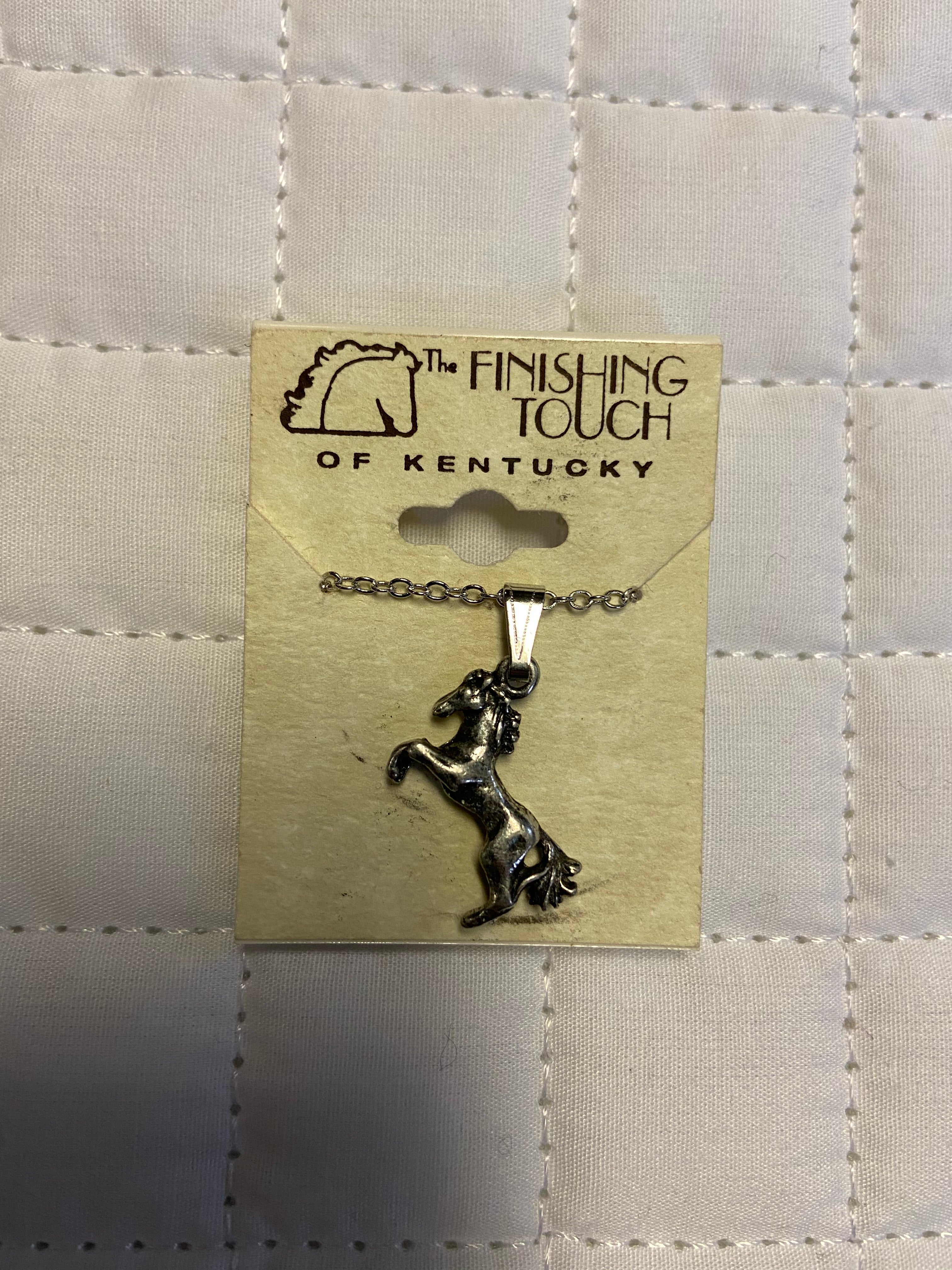 Silver Rearing Horse Necklace