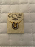 Gold Horse shoe w Swarovski Crystals Necklace