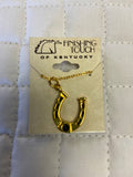 Gold Horseshoe w Onyx Necklace