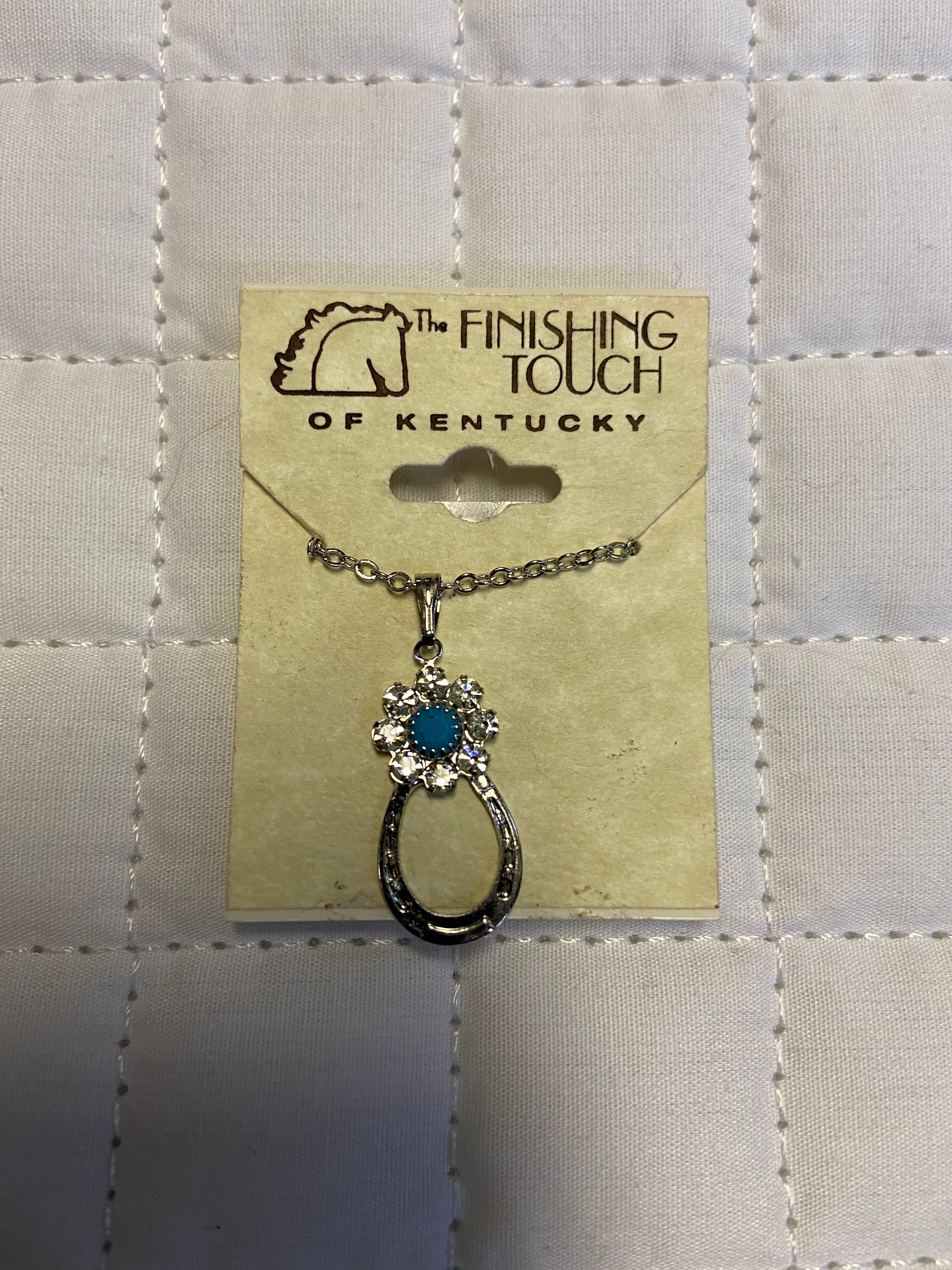 Silver Horseshoe w Flower Necklace