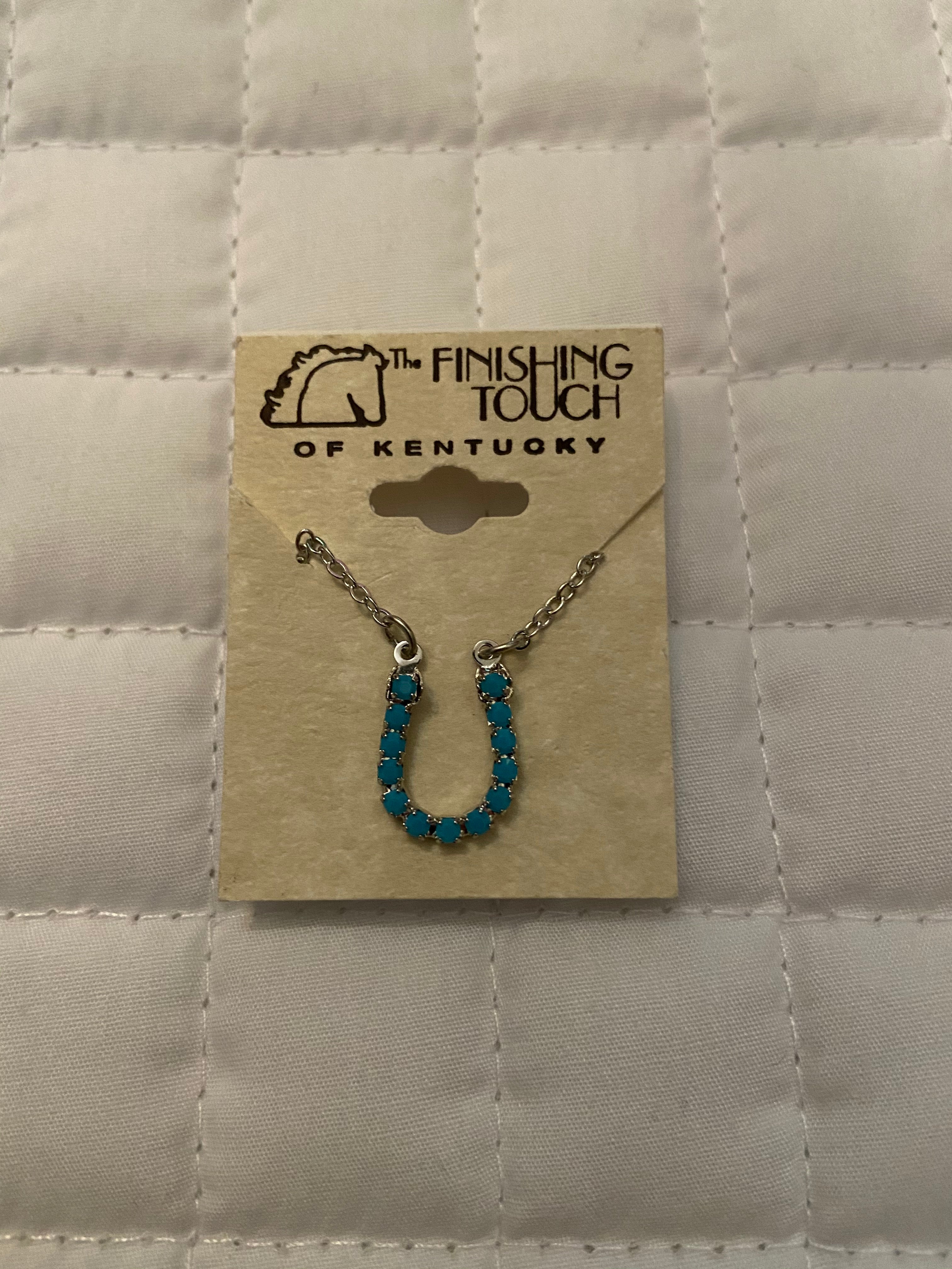 Silver Horseshoe Blue Necklace