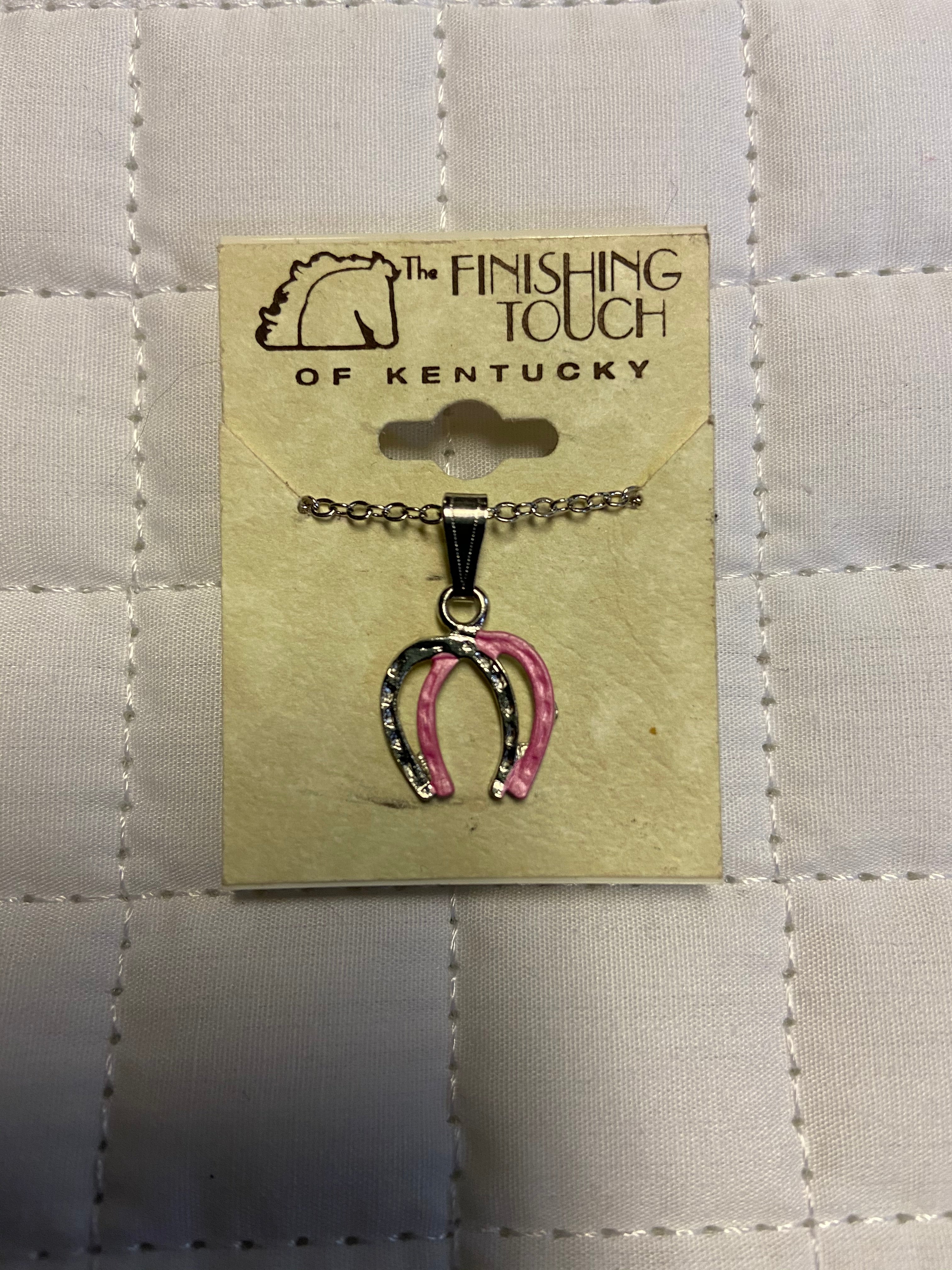 Silver and Pink Horse Shoe Necklace