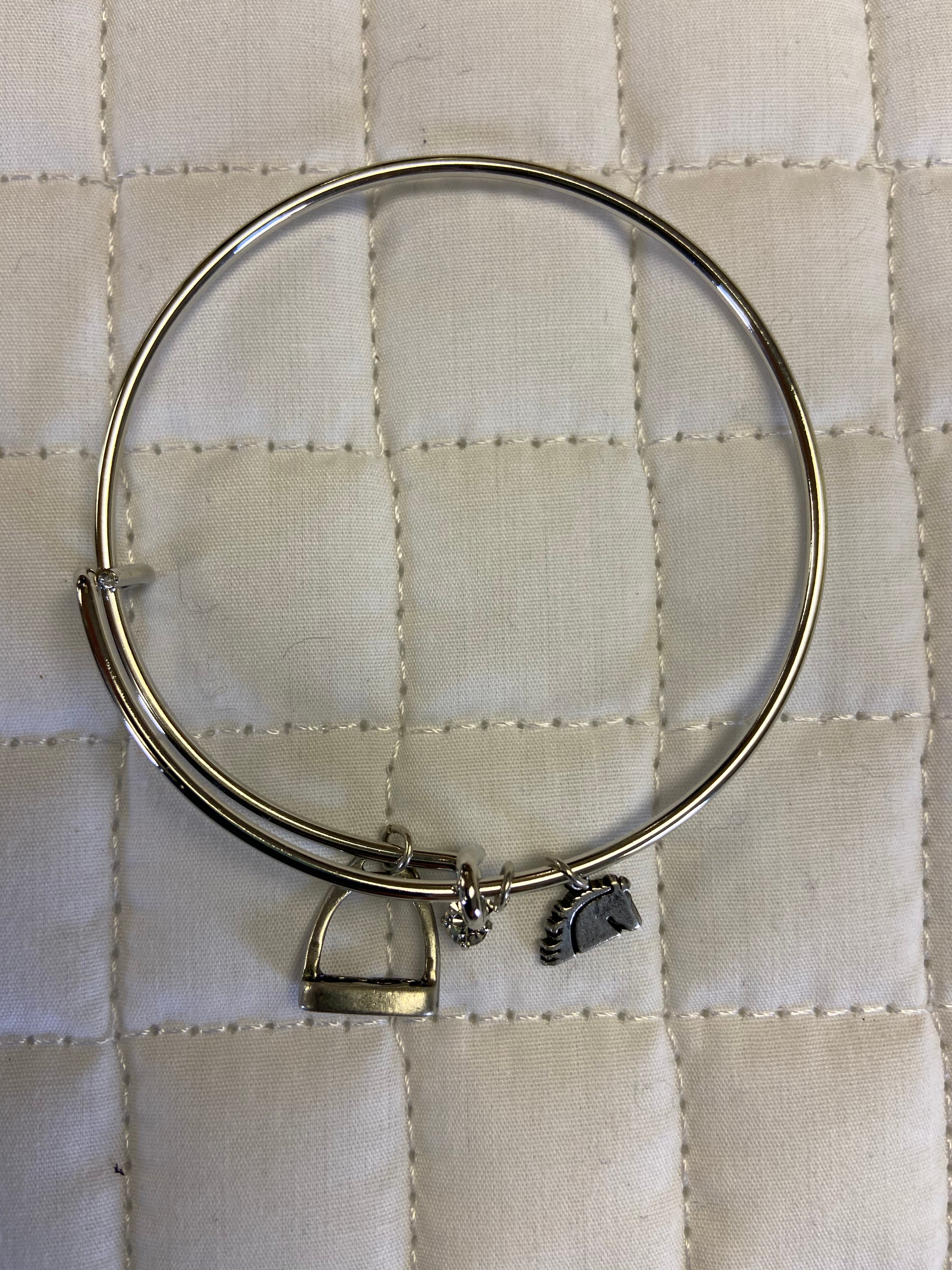 Silver Bangle Stirrup Bracelet